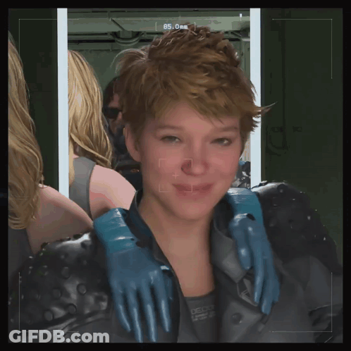 A Woman 'S Face Is Shown In A Video Game With The Number 85.0 On The Bottom Right GIF