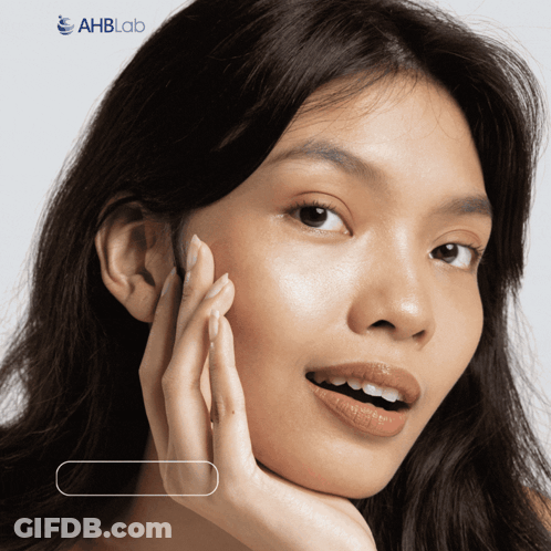 A Woman 'S Face Is Shown With Ahblab In The Corner GIF