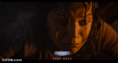 A Woman 'S Face Is Shown With The Words " Do N't Move " On The Bottom Right GIF