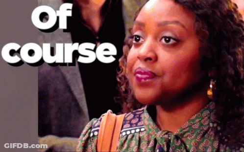 A Woman 'S Face Is Shown With The Words Of Course Above Her GIF