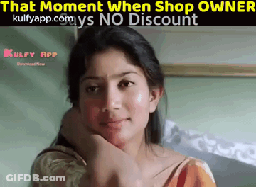 A Woman 'S Face Is Shown With The Words That Moment When Shop Owner Kulfyapp.com Ys No Discount On The Bottom GIF