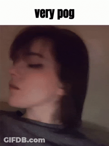 A Woman 'S Face Is Shown With The Words " Very Pog " Above Her GIF