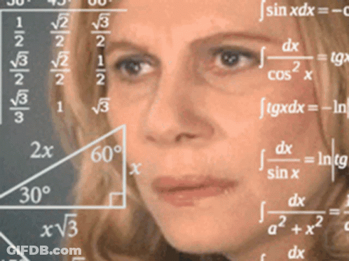 A Woman 'S Face Is Surrounded By Mathematical Equations Including Sin Xdx GIF