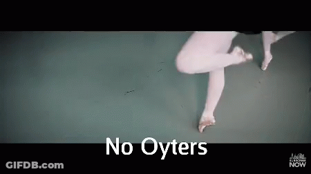 A Woman 'S Legs Are Shown In A Video With The Words No Oysters Above Them . GIF