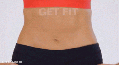 A Woman 'S Stomach Is Shown With The Words Get Fit On It GIF