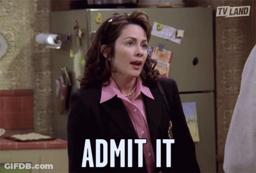 A Woman Says Admit It In Front Of A Tv Land Advertisement GIF