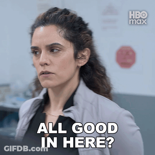 A Woman Says All Good In Here In A Hbo Max Ad GIF