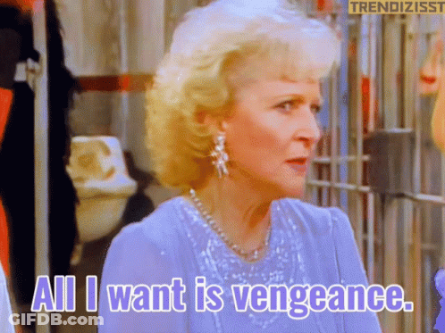 A Woman Says " All I Want Is Vengeance " In Front Of A Toilet GIF