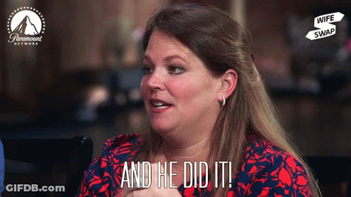 A Woman Says " And He Did It " In Front Of A Paramount Logo GIF