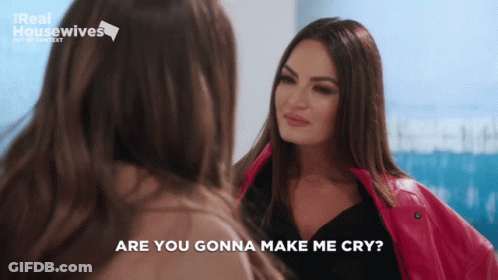A Woman Says Are You Gonna Make Me Cry While Looking At Herself GIF