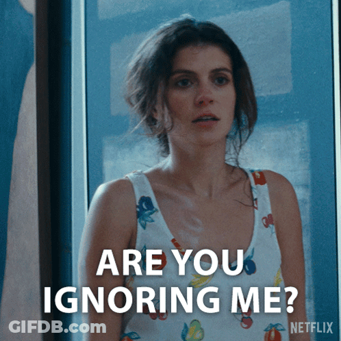 A Woman Says " Are You Ignoring Me " On A Netflix Advertisement GIF