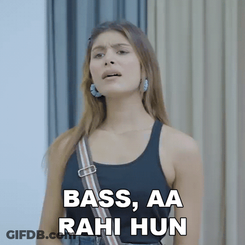 A Woman Says Bass Aa Rahi Hun In A Black Tank Top GIF