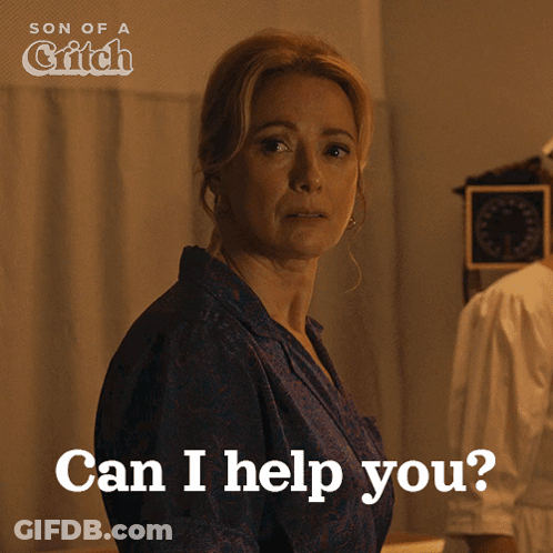 Woman Asking Can I Help You In Critic Ad GIF