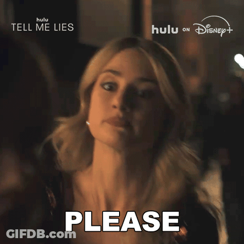 A Woman Says " Do N't Go " In Front Of A Sign That Says Hulu On Disney + GIF