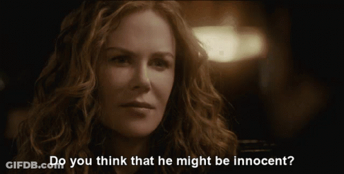 A Woman Says Do You Think That He Might Be Innocent In A Black And White Photo GIF