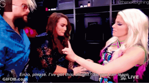 A Woman Says " Enzo Please I 'Ve Got This Alright " To A Man GIF