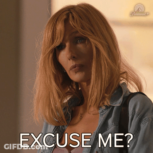 A Woman Says Excuse Me In A Paramount Advertisement GIF