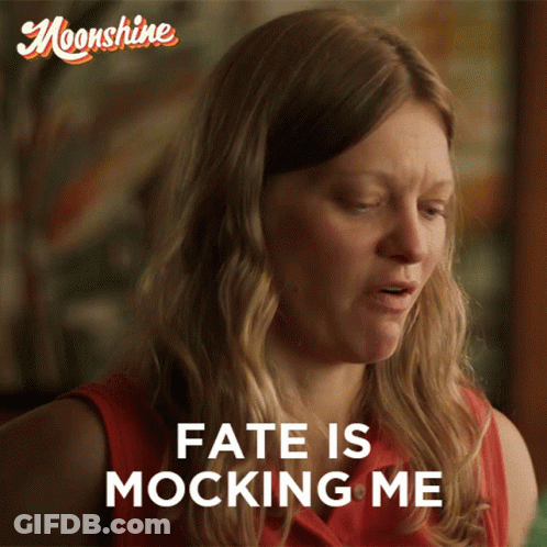 A Woman Says Fate Is Mocking Me In Front Of A Moonlight Logo GIF