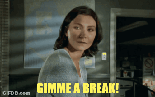A Woman Says Gimme A Break In Yellow GIF