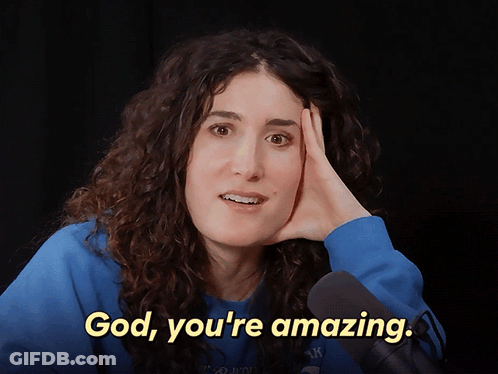 A Woman Says God You 'Re Amazing While Holding Her Head GIF