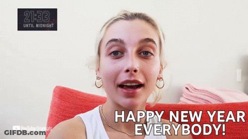 A Woman Says Happy New Year Everybody In A Video GIF