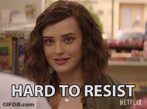 A Woman Says Hard To Resist In Front Of A Netflix Ad GIF