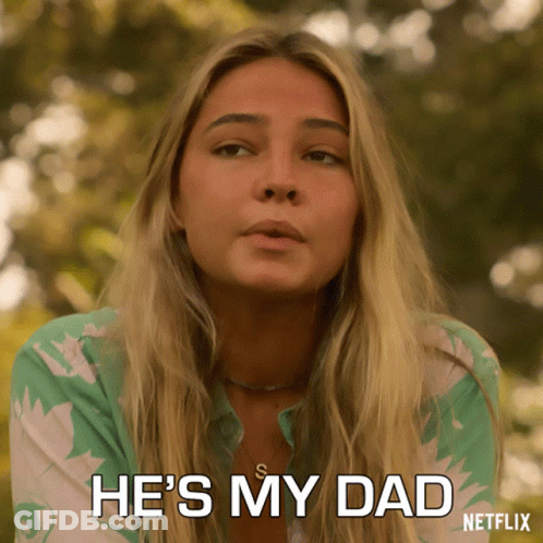 A Woman Says He 'S My Dad With A Netflix Logo Behind Her GIF