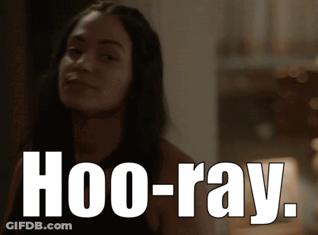 A Woman Says Hoo-Ray While Looking At Something GIF