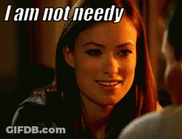 A Woman Says I Am Not Needy While Smiling GIF