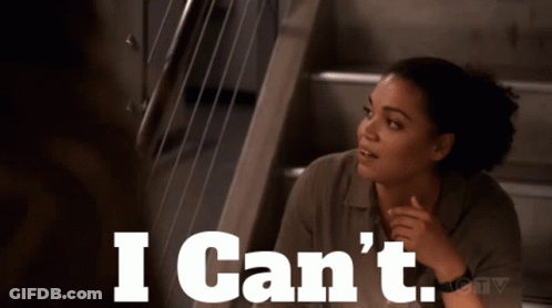 A Woman Says I Can 'T In Front Of Stairs GIF