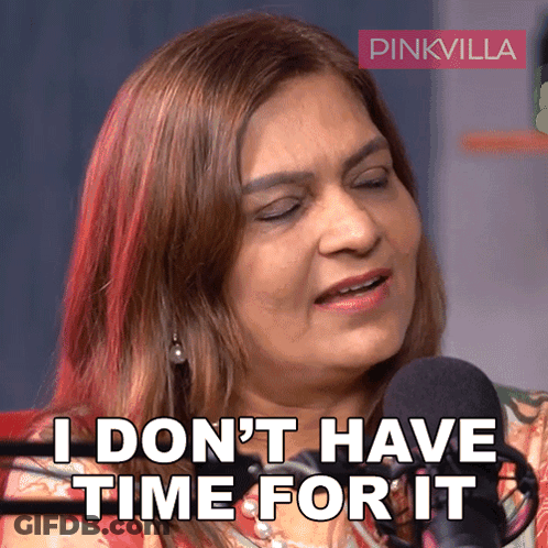 A Woman Says I Don 'T Have Time For It In Front Of A Microphone GIF