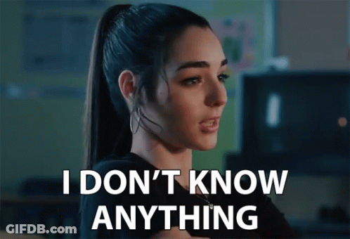 A Woman Says " I Don 'T Know Anything " In Front Of A Computer GIF