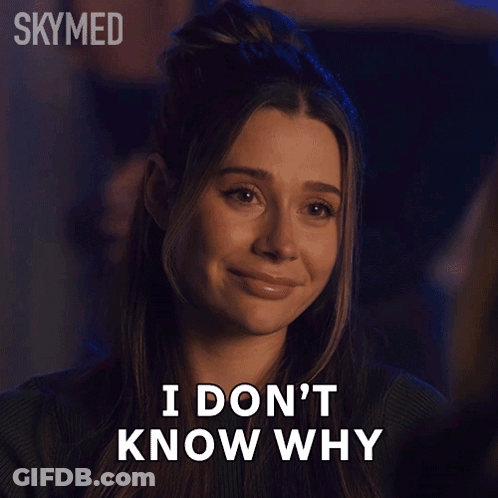 A Woman Says " I Don 'T Know Why " In A Skymed Advertisement GIF