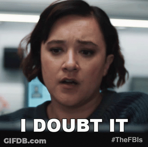 A Woman Says I Doubt It In Front Of A Monitor GIF