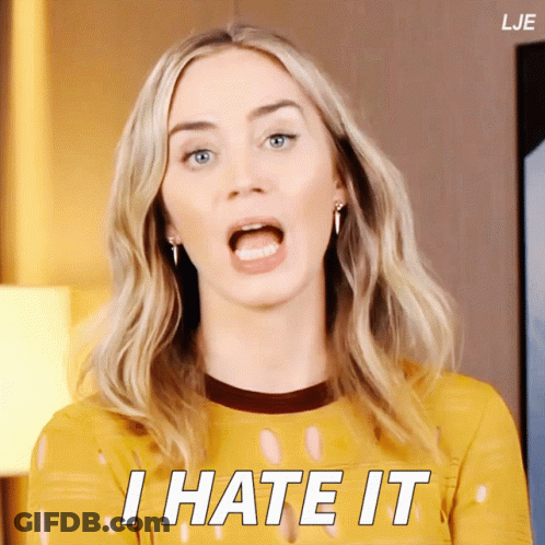 A Woman Says I Hate It With Her Mouth Open GIF
