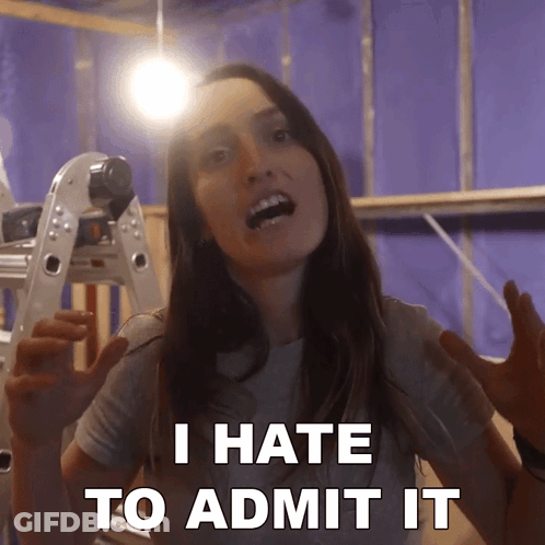 Woman Says I Hate To Admit It In Front Of Light Bulb GIF