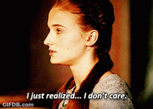 A Woman Says " I Just Realized I Don 'T Care " GIF