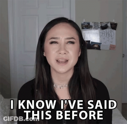 A Woman Says " I Know I 'Ve Said This Before " In Front Of A Door GIF