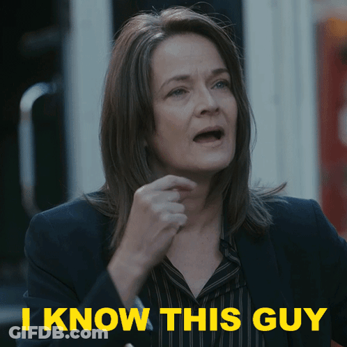 A Woman Says " I Know This Guy " While Pointing GIF