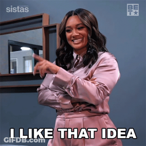 A Woman Says I Like That Idea While Pointing Her Finger GIF