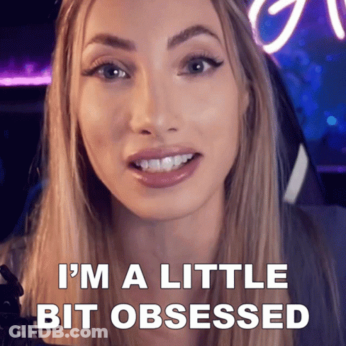 A Woman Says " I 'M A Little Bit Obsessed " While Smiling GIF