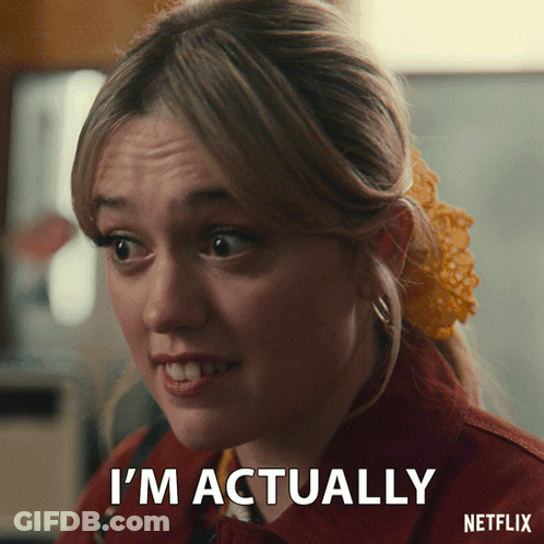 A Woman Says I 'M Actually With A Netflix Logo In The Corner GIF