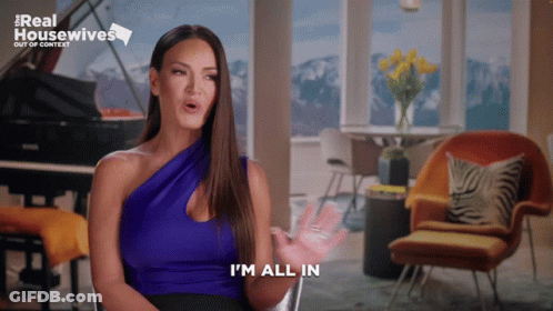 A Woman Says I 'M All In In Front Of A Real Housewives Logo GIF