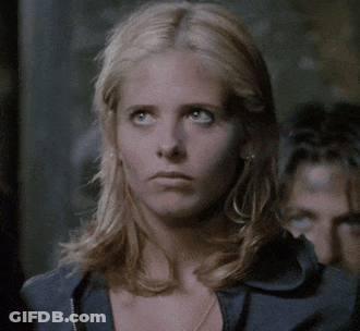 Woman Saying I'm Buffy In Front Of Man GIF