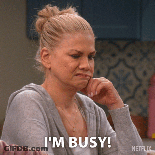 A Woman Says I 'M Busy In A Netflix Advertisement GIF