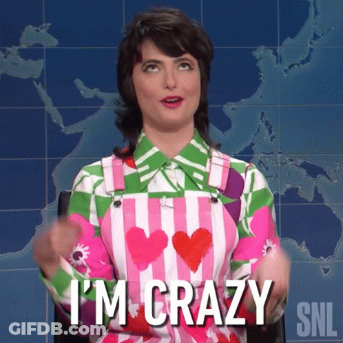 A Woman Says I 'M Crazy In Front Of A World Map GIF