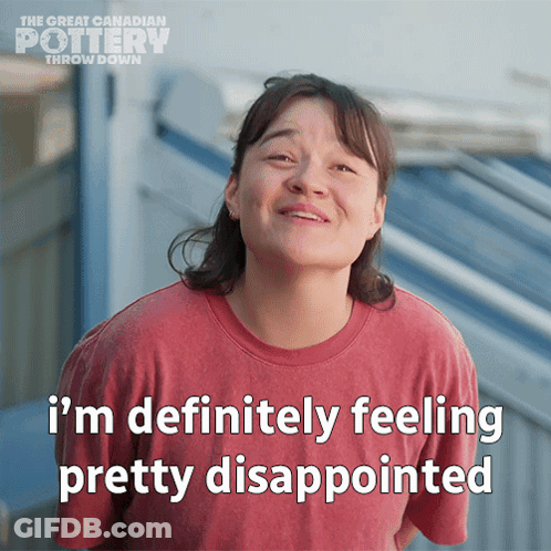 A Woman Says " I 'M Definitely Feeling Pretty Disappointed " In A Red Shirt GIF