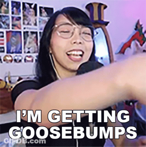 A Woman Says I 'M Getting Goosebumps In Front Of A Mirror GIF