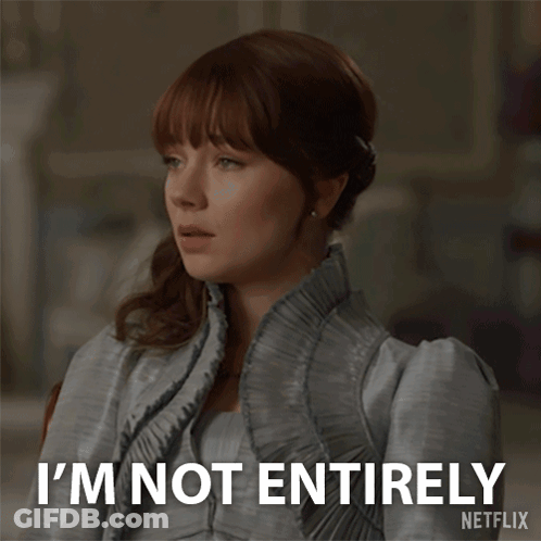 A Woman Says I 'M Not Entirely With A Netflix Logo Behind Her GIF
