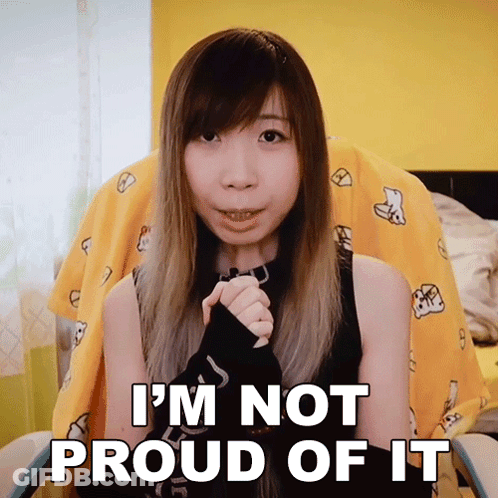 A Woman Says I 'M Not Proud Of It While Wearing Gloves GIF